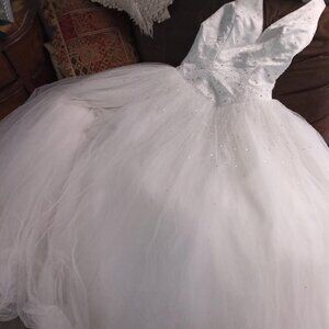 Mori Lee brand White and silver beaded ball gown / Wedding gown